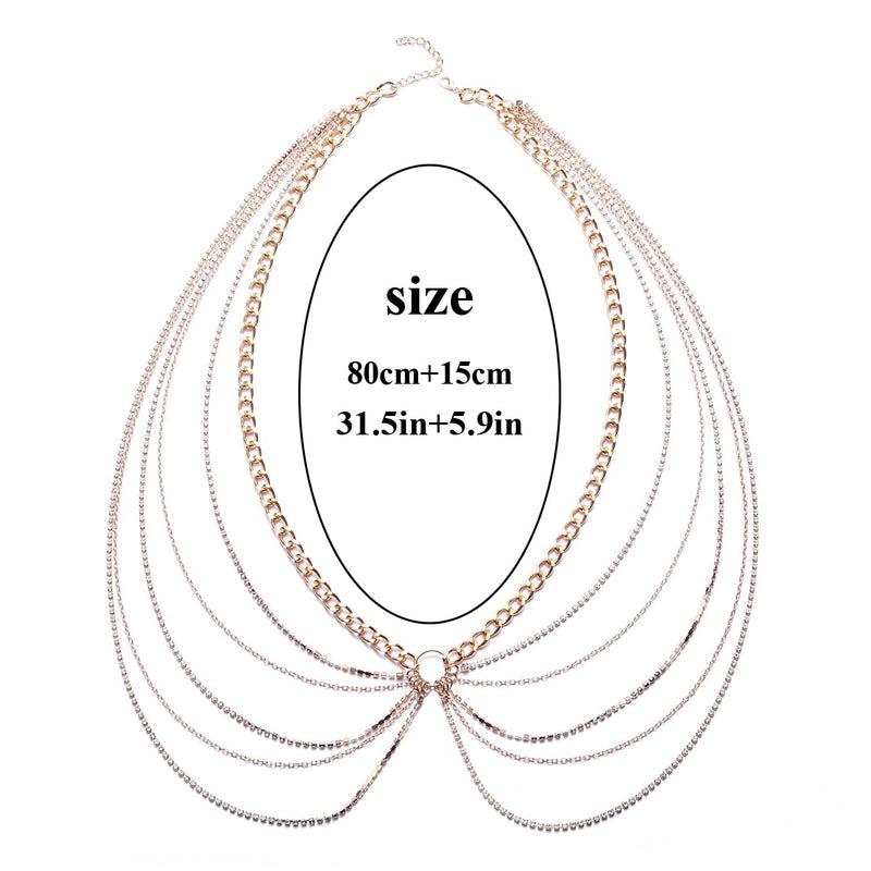 Layered Rhinestone  Belly Body Chain