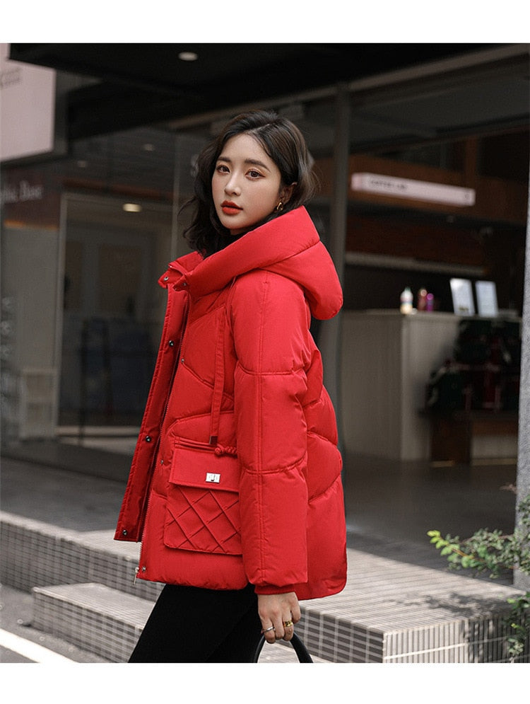 Loose Hooded Cotton Coat