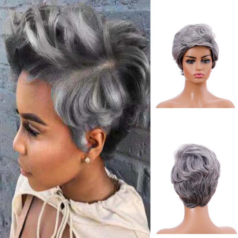 Synthetic Hair Silver Grey Wigs