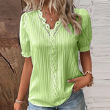 Women Summer Solid Color Blouse