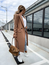 Long Suit Collar Woolen Coat Women