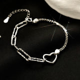 Love Heart Hollow Round Beads Bracelet