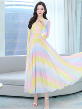 Elegant Chiffon Beach Casual Long Sleeve Dresses