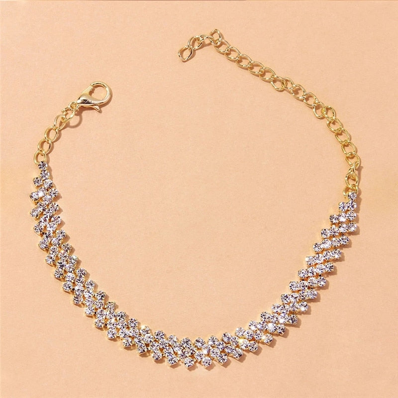 Cubic Zirconia Chain Anklet for Women