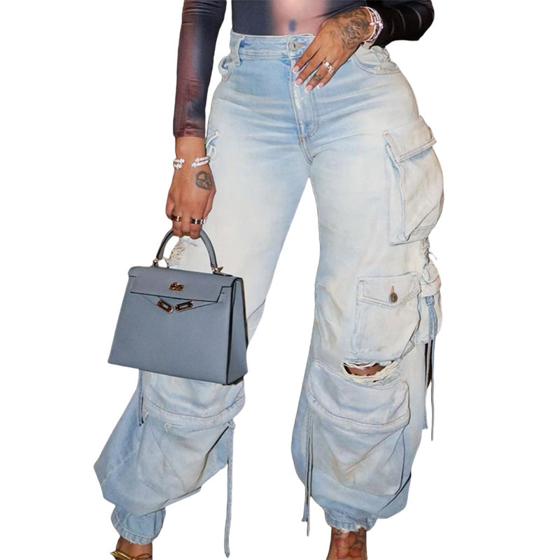 Worn Out Cargo Jeans Women