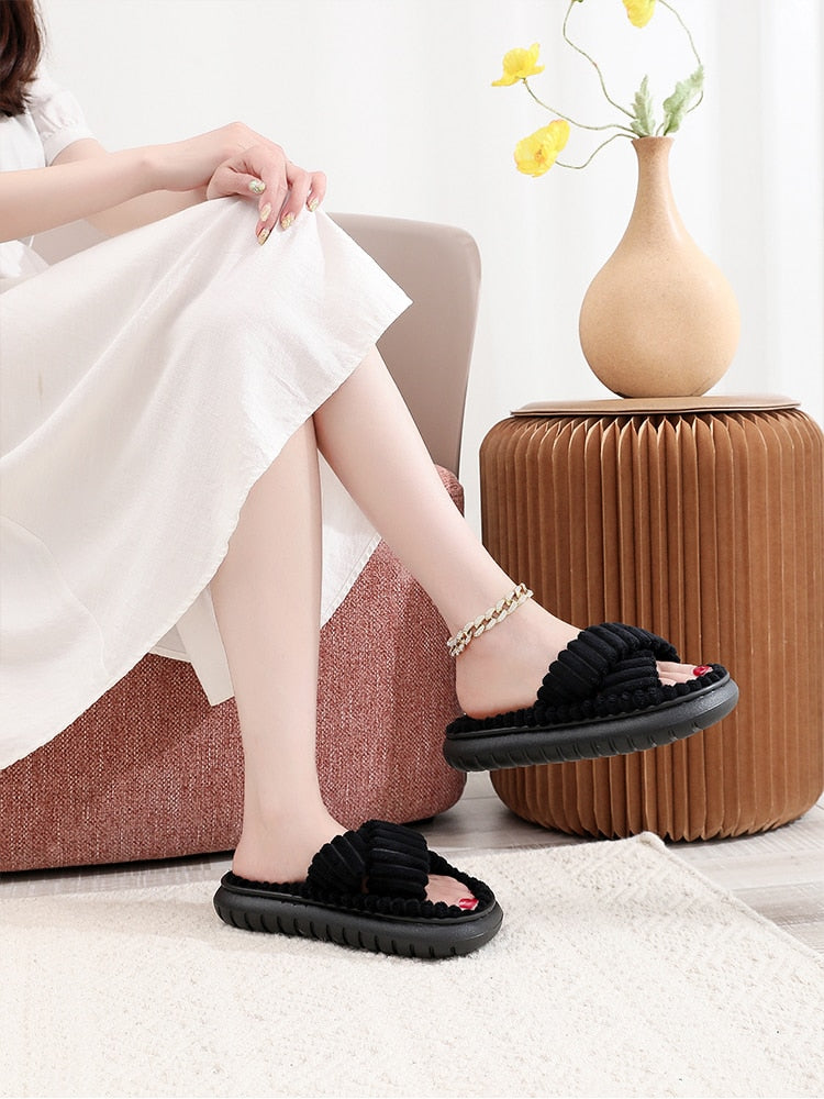 Linen Soled Non-Slip Bathroom Slippers