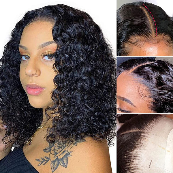 Curly Bob Wig Pre Plucked Remy Hair