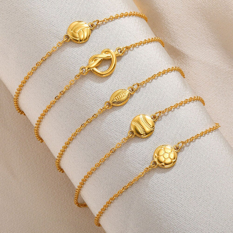 Gold Color Simple Knot Anklets