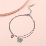 Butterfly Anklet Rhinestone Chain