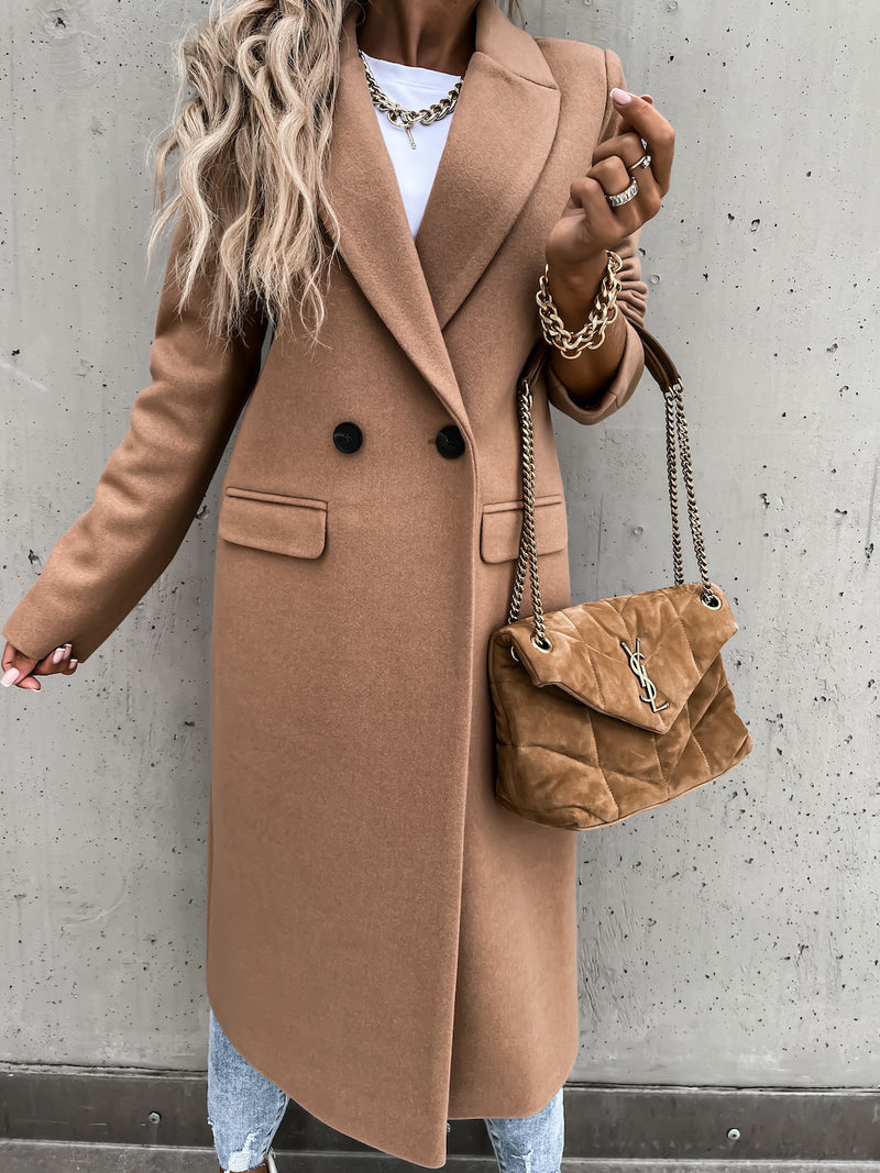 Long Suit Collar Woolen Coat Women