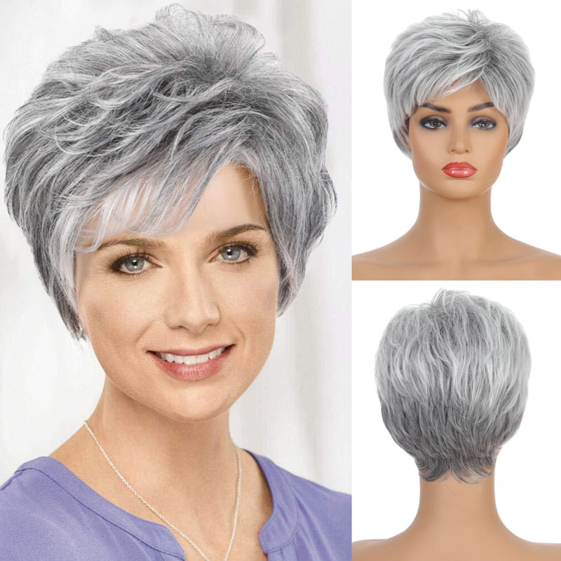 Synthetic Hair Silver Grey Wigs