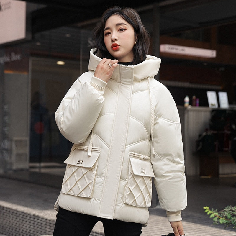 Loose Hooded Cotton Coat