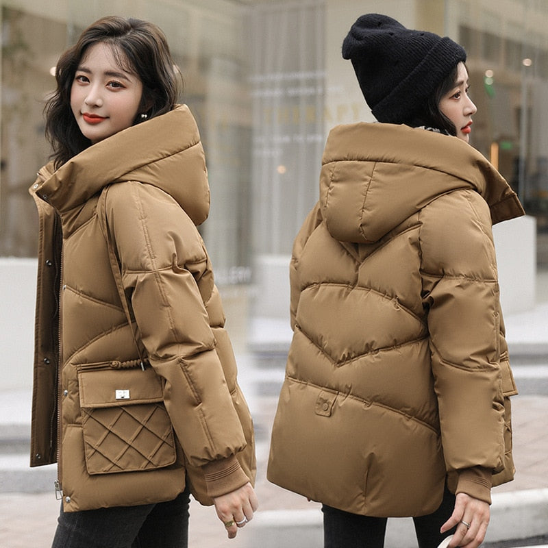 Loose Hooded Cotton Coat