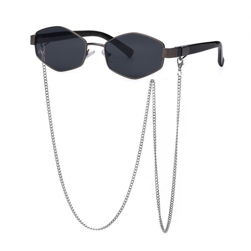 Retro Hexagon With Chain Sunglasses