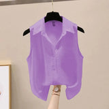 Sleeveless Chiffon Crepe Blouse