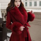 Winter Woolen Coats Fur Collar Scarf