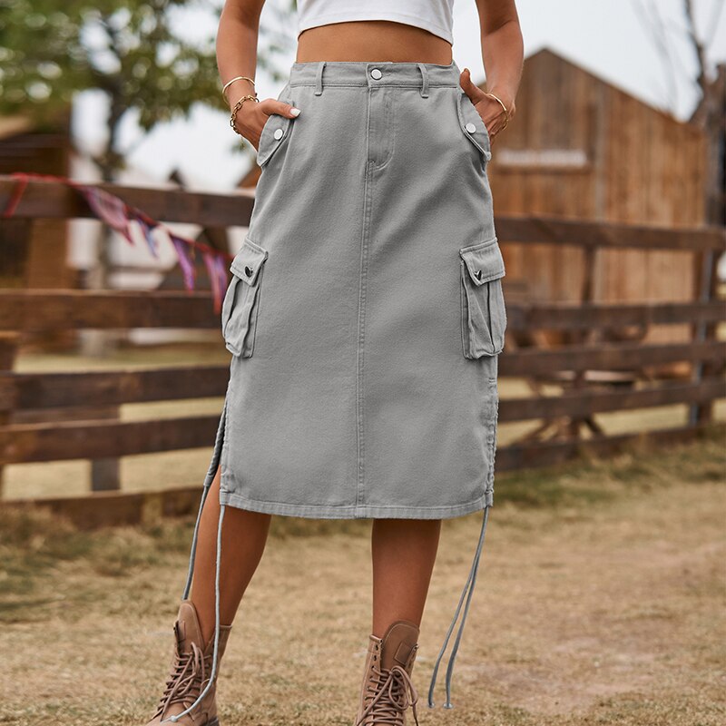 Denim Workwear Women Cargo Skirt