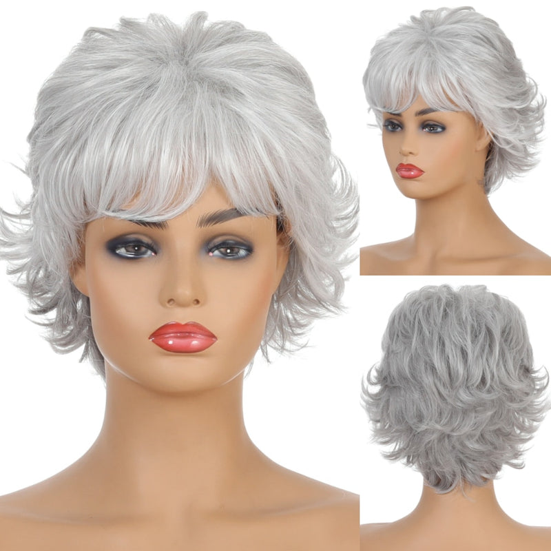 Synthetic Hair Silver Grey Wigs