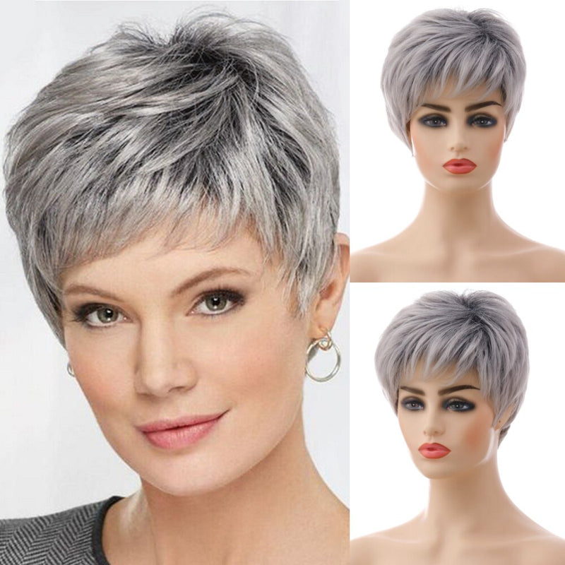 Synthetic Hair Silver Grey Wigs