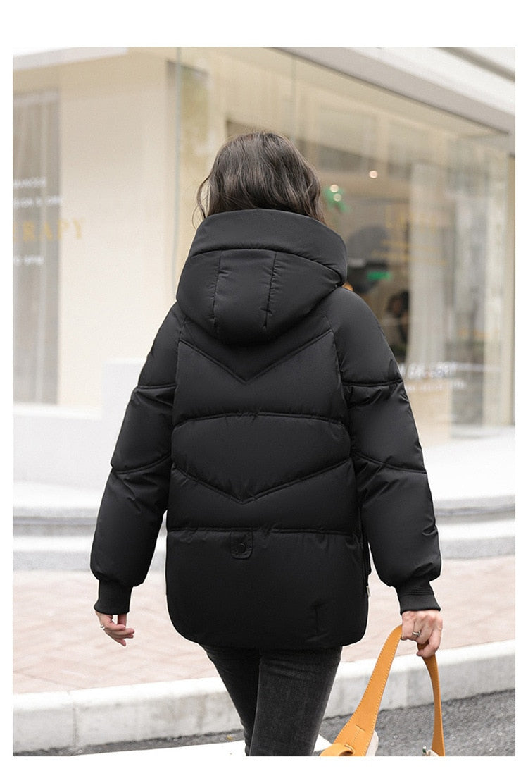 Loose Hooded Cotton Coat