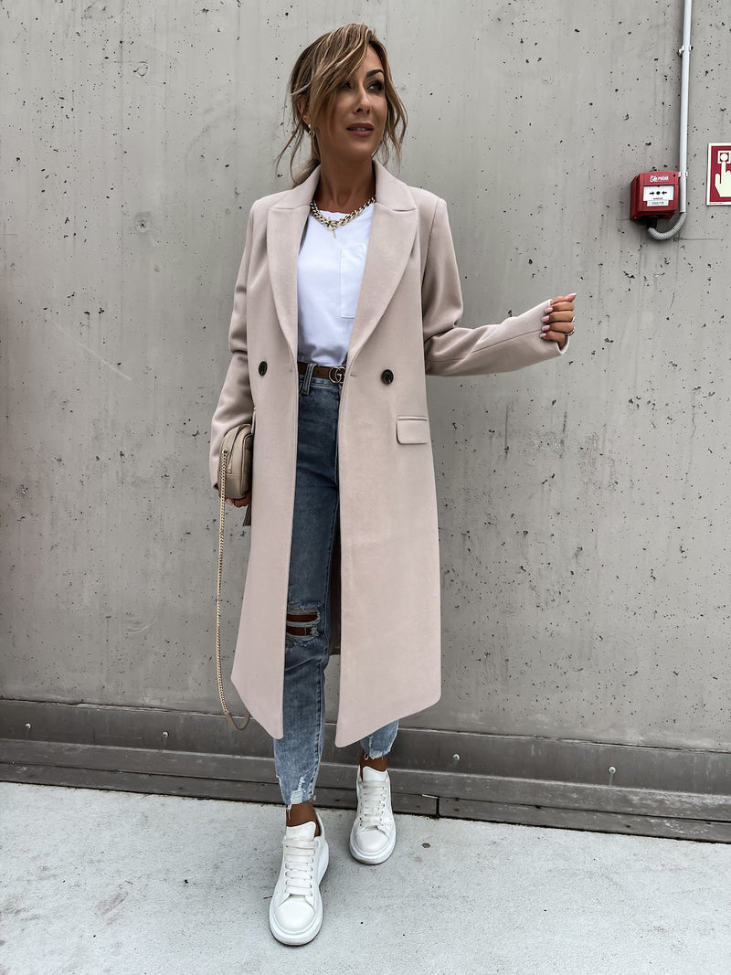 Long Suit Collar Woolen Coat Women