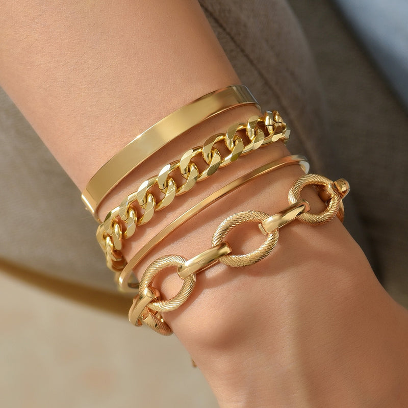 Gold Silver Color Bracelets Set