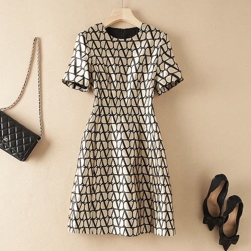 Jacquard Short Sleeve Summer Dress