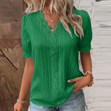 Women Summer Solid Color Blouse