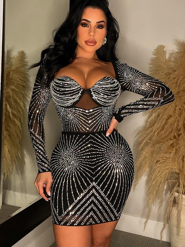 Sleeve Night Clubwear Mini Dress