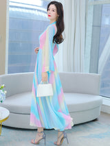 Elegant Chiffon Beach Casual Long Sleeve Dresses