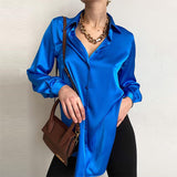 Elegant Satin Long Sleeve Blouses