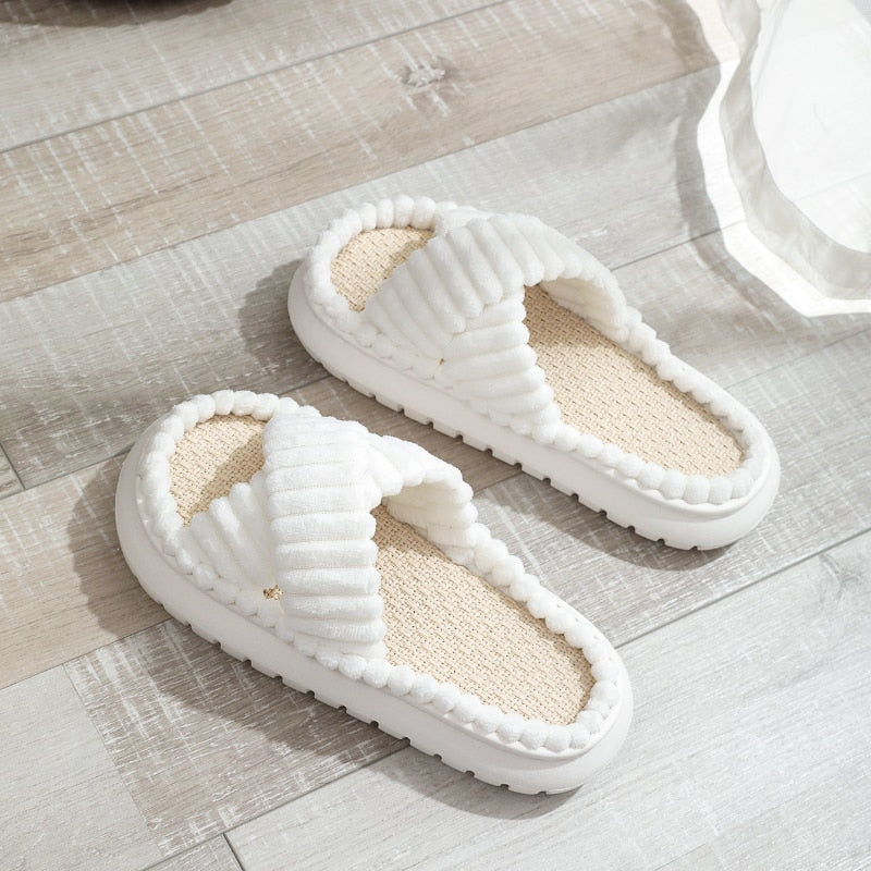 Linen Soled Non-Slip Bathroom Slippers