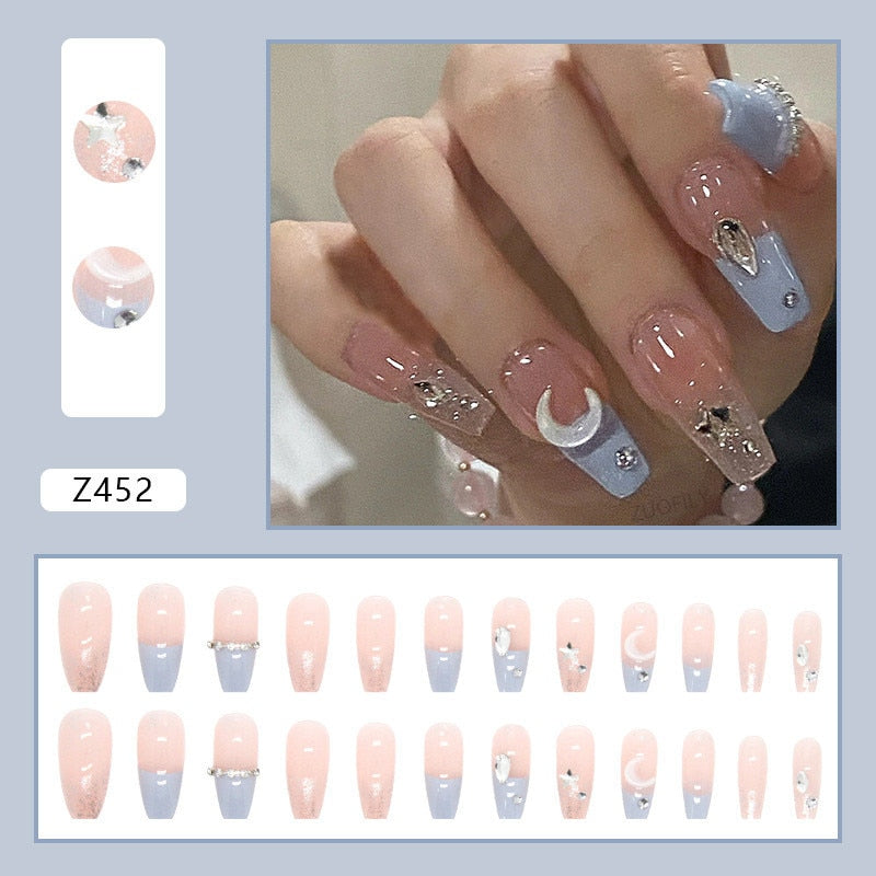 Detachable False Nails Rhinestones