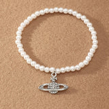 Crystal Pearl Saturn Chain Anklet