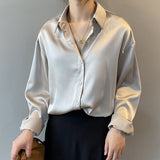 Silk Office Ladies Elegant Shirt Blouse