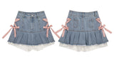 Lace Up Denim Mini Skirt