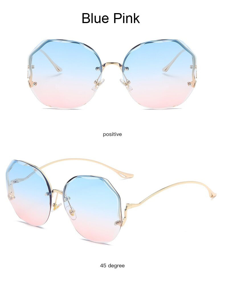 Women Metal Curved Sunglasses