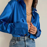 Spring Solid Long Sleeve Blouses