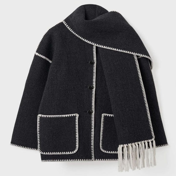 Tassel Scarf Collar Jacket