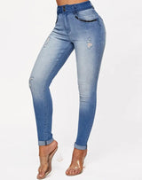 Denim Zip Fly Ombre Ripped Jeans