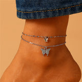 Butterfly Anklet Rhinestone Chain