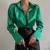 Spring Solid Long Sleeve Blouses