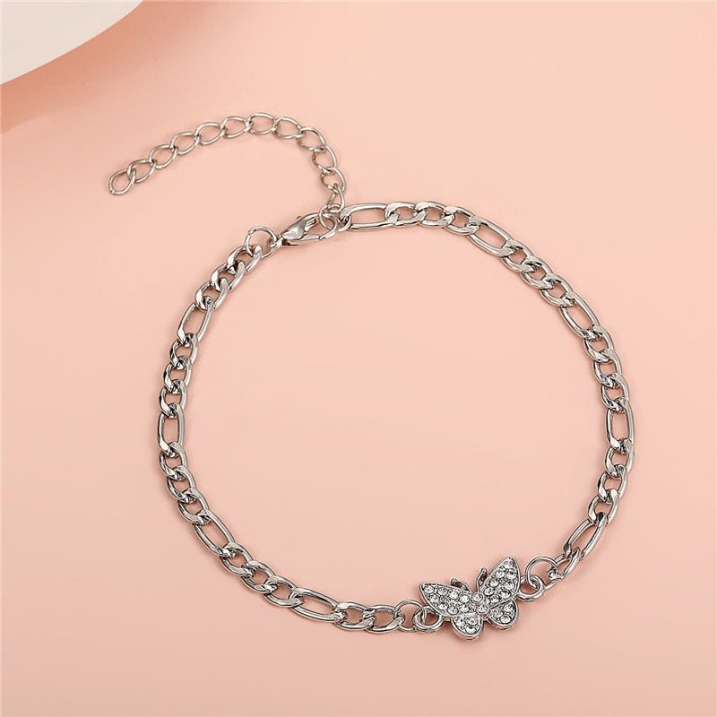 Butterfly Anklet Rhinestone Chain