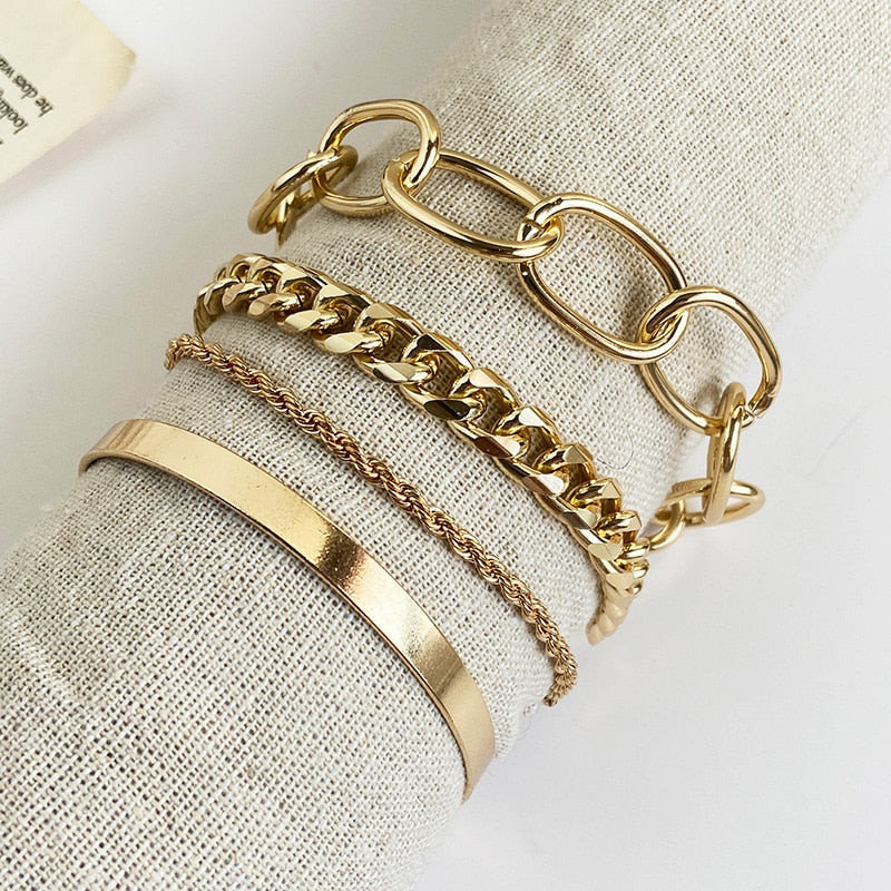 Gold Silver Color Bracelets Set