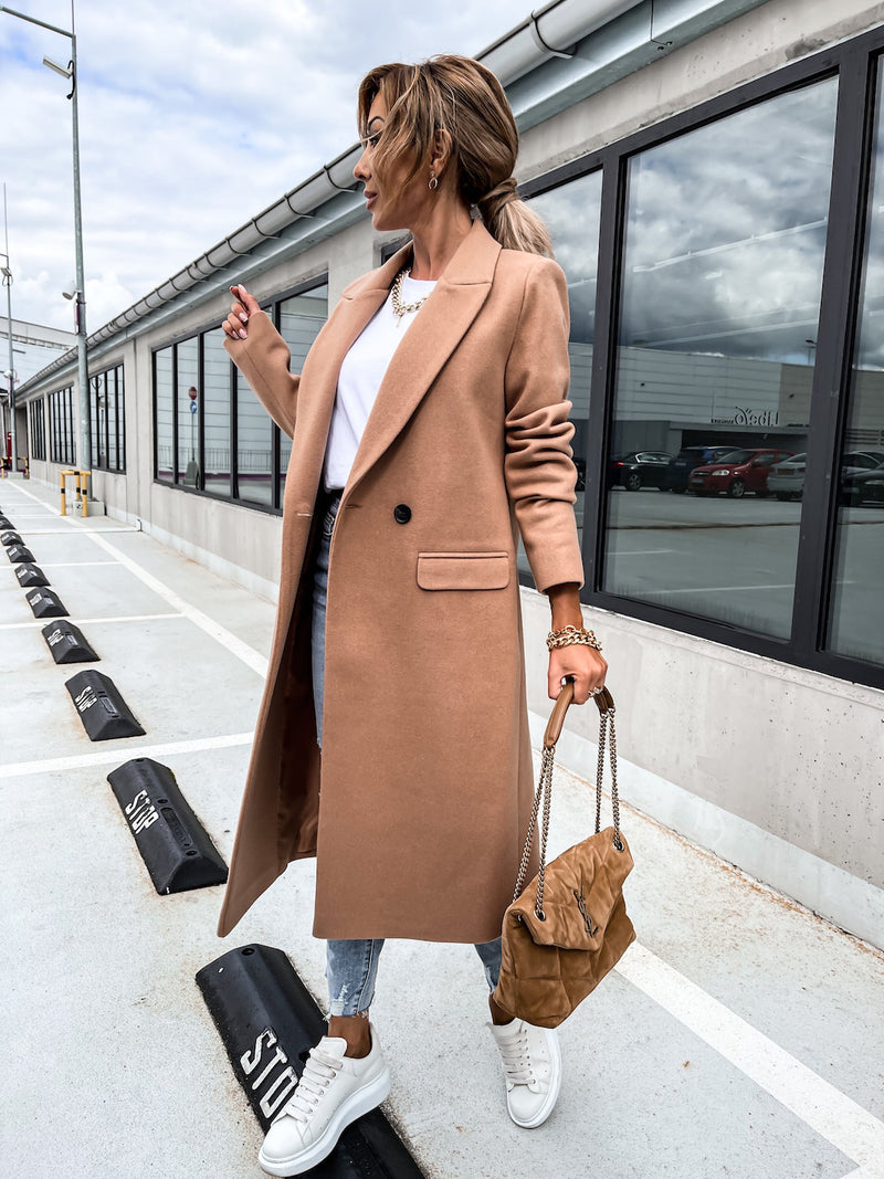 Long Suit Collar Woolen Coat Women