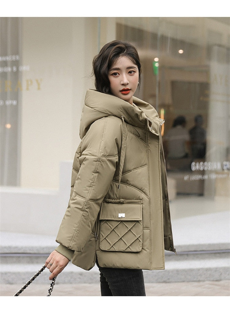 Loose Hooded Cotton Coat