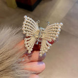 Female Butterfly Pearl Tassel Hair Claw