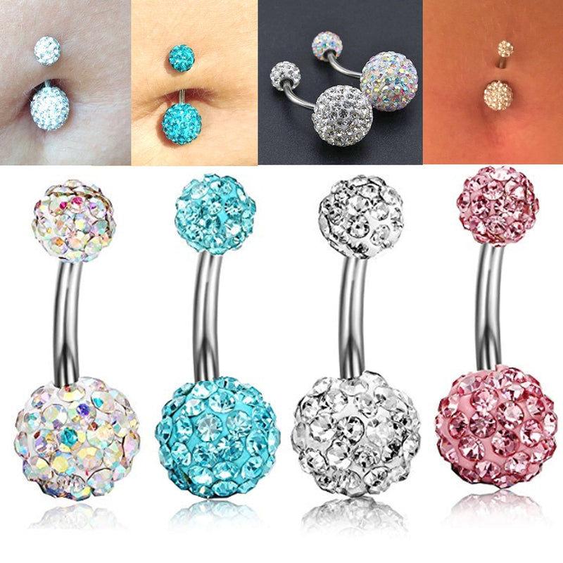 Crystal Balls Belly Button Ring