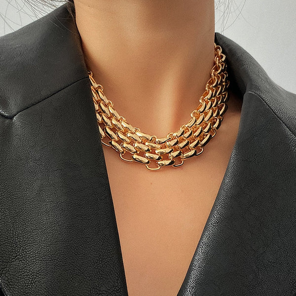 Gold Color Layered Collar Necklace