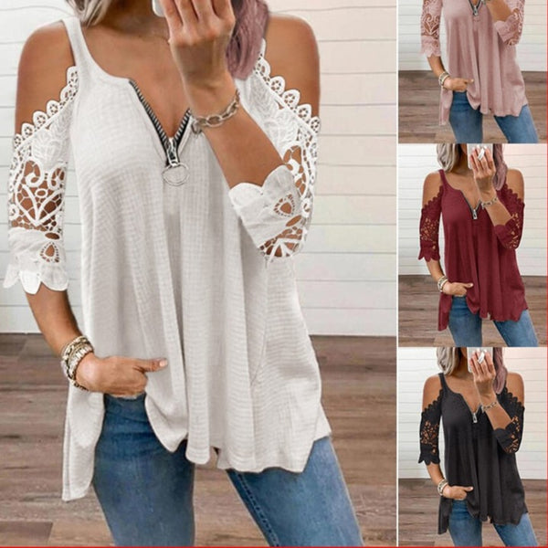 Summer Ladies Lace Off Shoulder Blouse